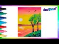 Cómo dibujar UN PAISAJE DE LAGO CON ACUARELA - paisajes fáciles Paso a paso