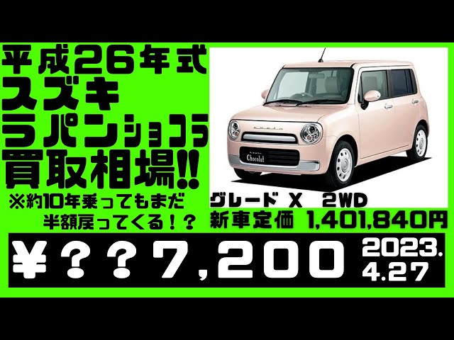 相場公開】平成26年式のスズキ、アルトラパンショコラ、約10年乗っ