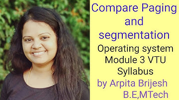 Comparison between Paging and segmentation |Operating System|Module 3 VTU Syllabus by Arpita Brijesh