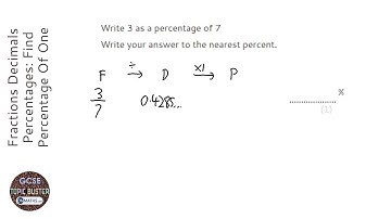 Fractions Decimals Percentages: Find Percentage Of One Quantity To Another (Grade 3) - GCSE Maths