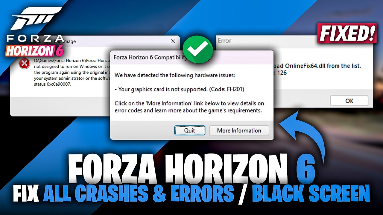 Fix "Forza Horizon 6" All Crashes & Errors | GPU Not Supported, Failed ...