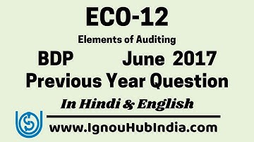IGNOU BDP ECO 12 Previous Year Question Paper June 2017 In Hindi & English | ECO-12 Commerce