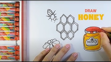 HOW TO DRAW A HONEY JAR AND A BEE (BEE HİVE) - MARKER & OİL PASTEL