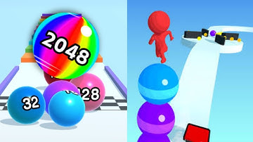 🌈BallRun 2048🥎⚽🏀 VS 🏳️‍🌈Stack Rider🎱🏈🟣 All Levels Gameplay Android, iOS