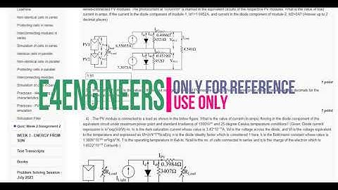 Design Of Photovoltaic Systems NPTEL week 2 assignment solution
