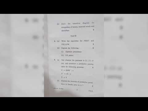 Compiler design question paper ,Msc Computer science 3rd sem , Gurugram university 2022