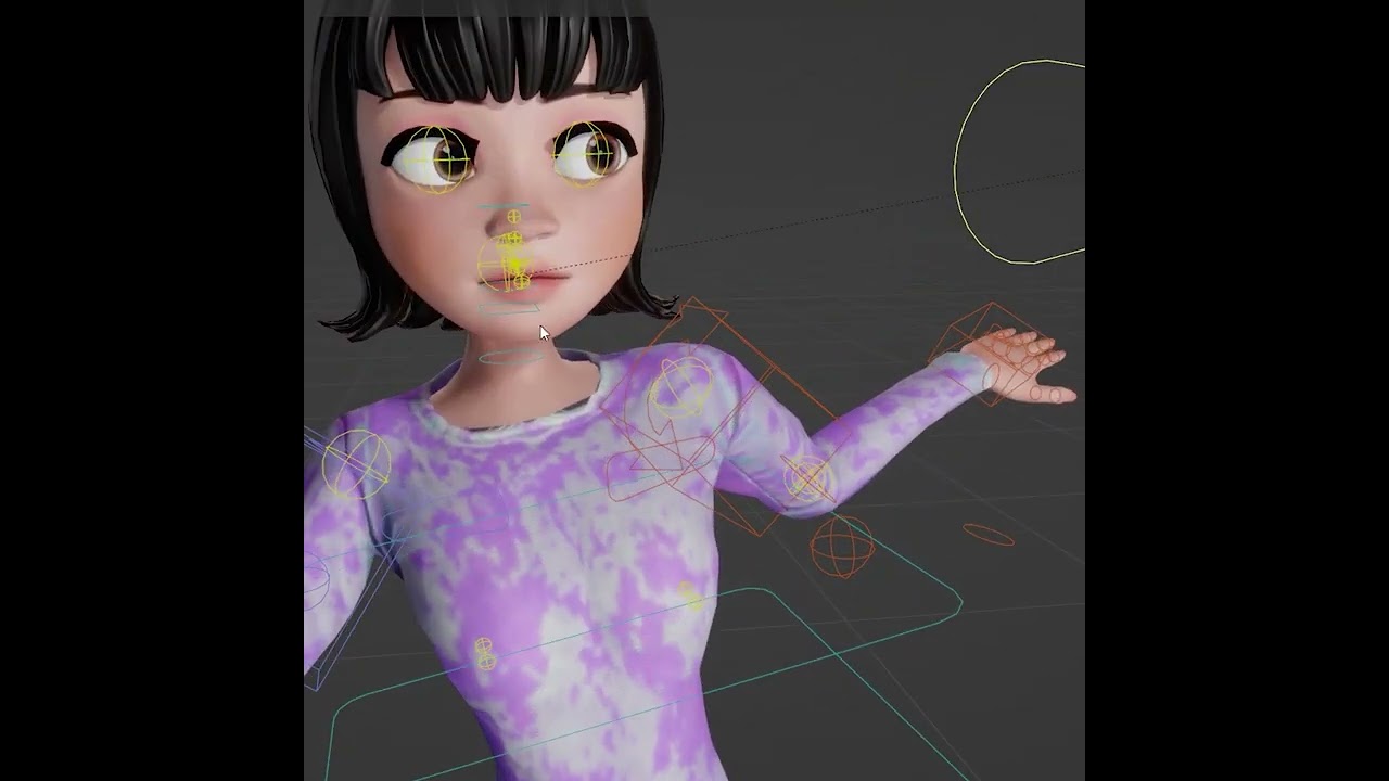 3D female character rig demo