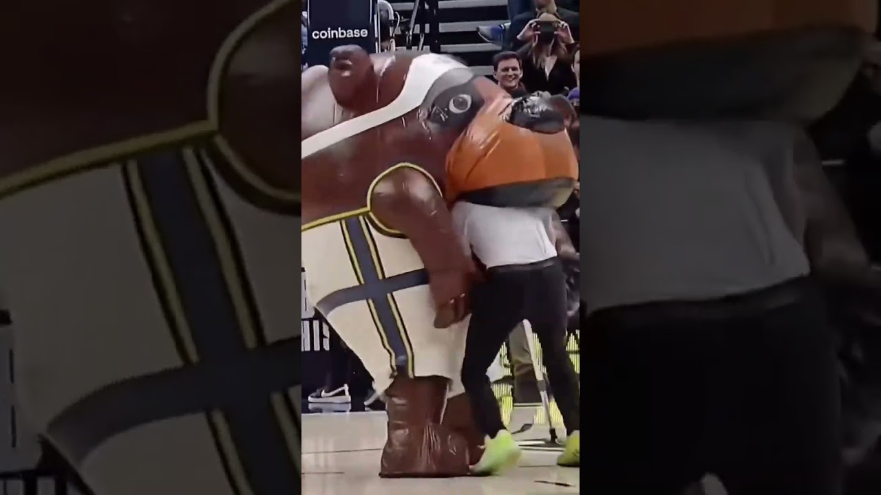 jazz bear mascot eats cleaner