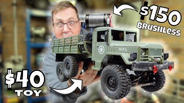 I put a $150 Crawler Motor in a $40 RC Truck! Brushless Hobbywing Fusion Vs WPL B16