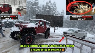 Thar Recovering stuck Family cars in -5° 😇 | 5 RECOVERIES IN ONE DAY | GABRU'S OFFROAD RECOVERY 🦁