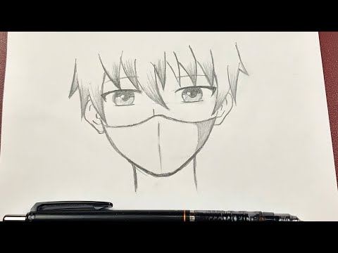 Easy anime drawing | how to draw anime boy wearing a mask