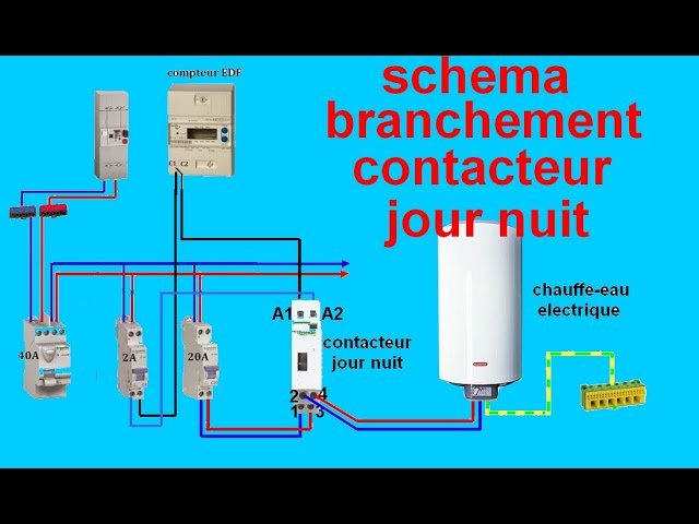 schema electrique branchemant cablage contacteur jour nuit 