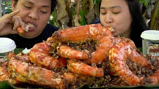 JUMBO PRAWNS in CHILI BUTTER GARLIC SAUCE | OUTDOOR COOKING collab w/ @angelinvegas141