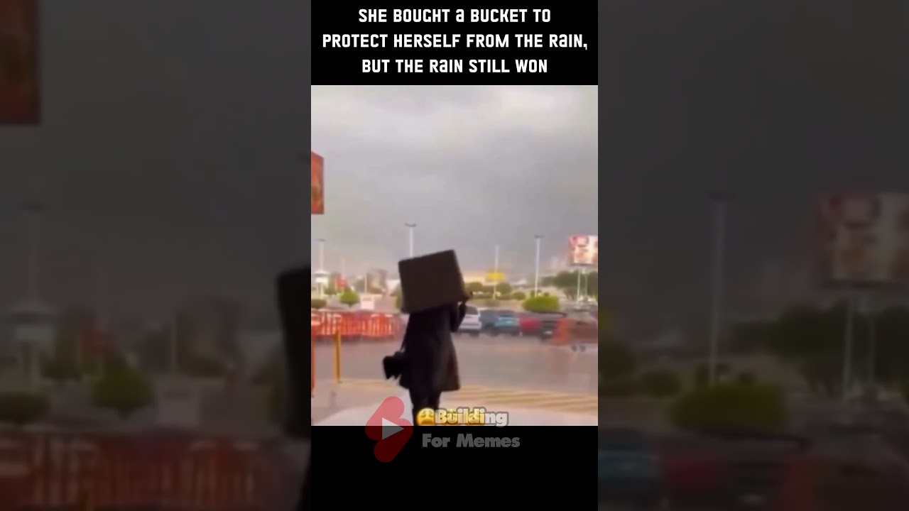 She Bought a Bucket to Protect Herself from the Rain 