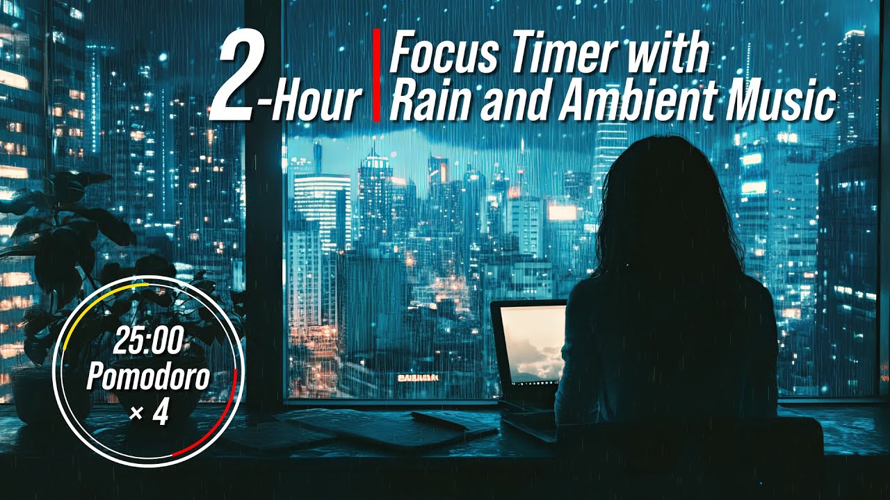 🎬 2-Hour Focus Timer with Rain and Ambient Music | Pomodoro Technique ...
