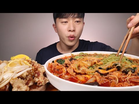 얼큰한 <strong>불짬뽕</strong>...!!!🔥🔥🔥 탕수육 소스 부먹 먹방ㆍASMR MUKBANG SPICY JJAMPPONG Sweet and Sour Pork Eating Show