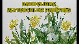 Beginner Dandelion loose watercolors Real time painting