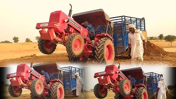 Mahindra 585 Di xp plus tractor stuck soil with loaded trolley video tractor stunt video