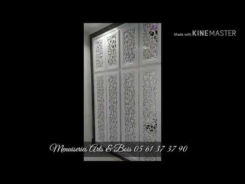 placard-2-en-mousharabieh-sur-miroir,-laqué-blanc