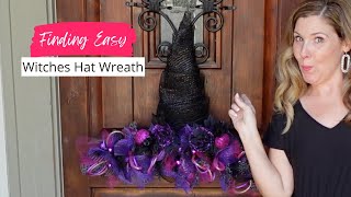 Not So Scary Chic Witches Hat for Halloween Easy DYI door wreath from Dollar Tree