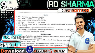 Exercise 21.1 Q1 to Q8 | RD Sharma Class 9 | Chapter 21 Sphere | MD Sir 9
