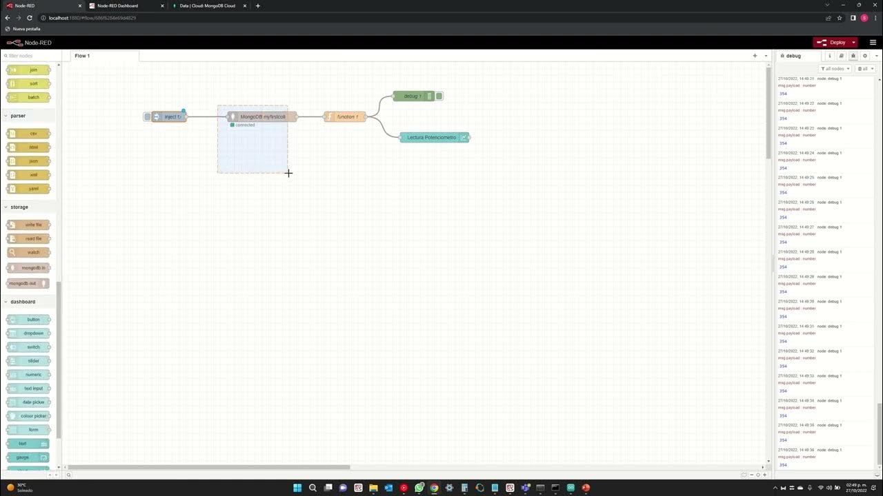 Graficar Datos de Arduino en NodeRed a través de Python y MongoDB - YouTube