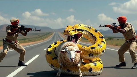 "Heroic Rescue Team Saves Lonely Sheep from Deadly Giant Anaconda 🐍"