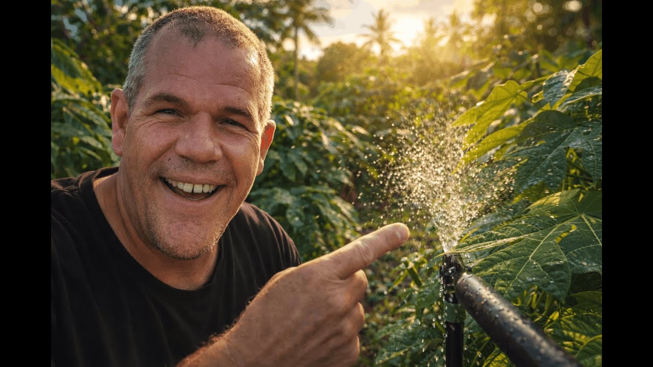 Thailand Farmer zeigt Smart Bewässerungssystem für Jackfruit Kakao Kaffee Papaya 🌿💧