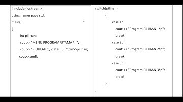 Menu Pilihan C++ dengan Switch Case