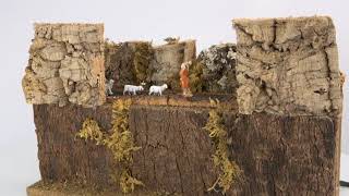 Pastori Landi con pecore al pascolo in movimento per presepe Video