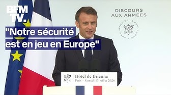 Emmanuel Macron a tenu son discours aux Armées à l'Hôtel de Brienne ce samedi 13 juillet 2024 thumbnail