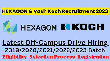 Hexagon Off Campus drive for 2021/2022/2023 batch || Koch Latest Jobs for Freshers |Jobs 2023