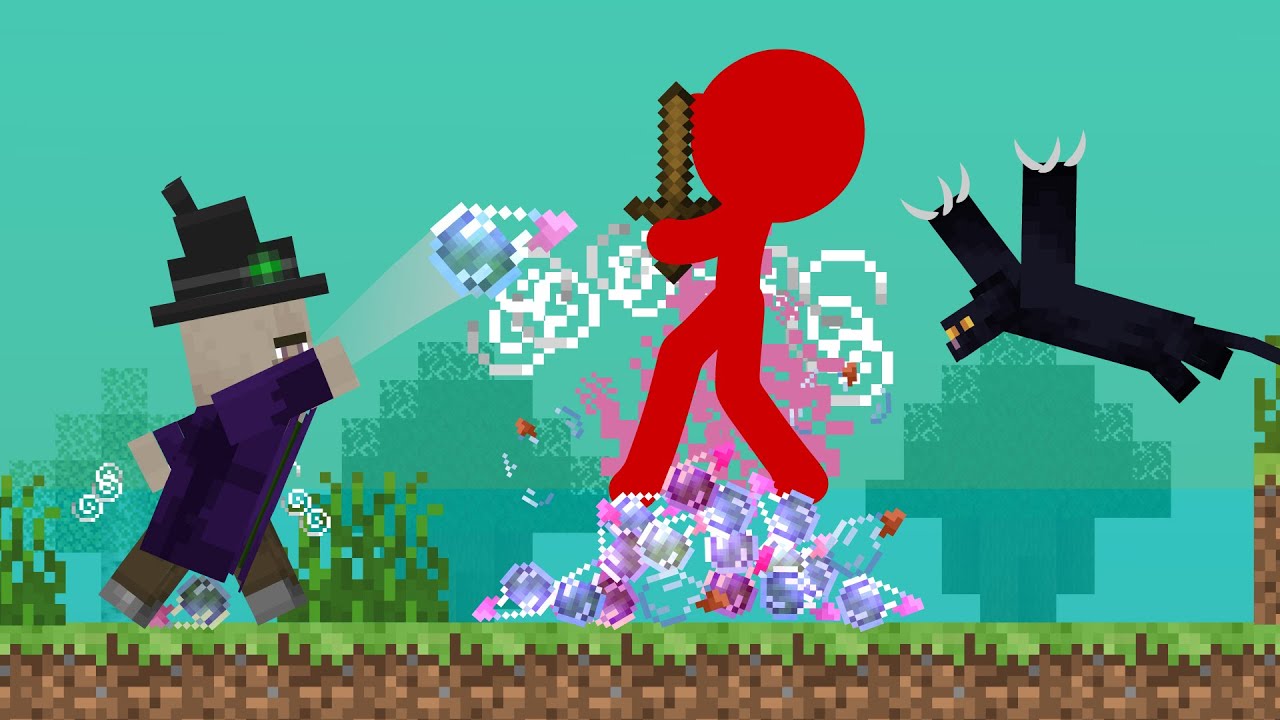 Minecraft Characters Invade Fantastic Stickman Animation