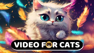 Cat Games - Rainbow Feathers! Videos For Cats To Watch | Cat Tv | 1 Hour.
