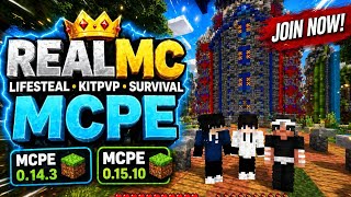 REALMC MCPE 0.14.3 &amp; 0.15.10 🔥 BEST SURVIVAL + KITPVP SERVER?! 😱 | FULL REVIEW