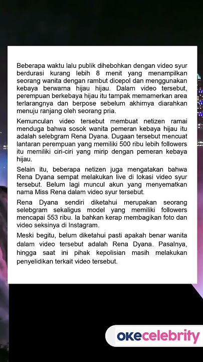 TENTANG RENA DYANA TERDUGA PEMERAN VIDEO KEBAYA HIJAU #selebgram #kebayahijau #syur #shortvideo