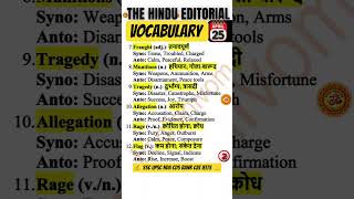 The Hindu Vocabulary 25April 2026 |95 Legendary Words from Today’s Editorial|UPSC SSC Bank CAT IELTS