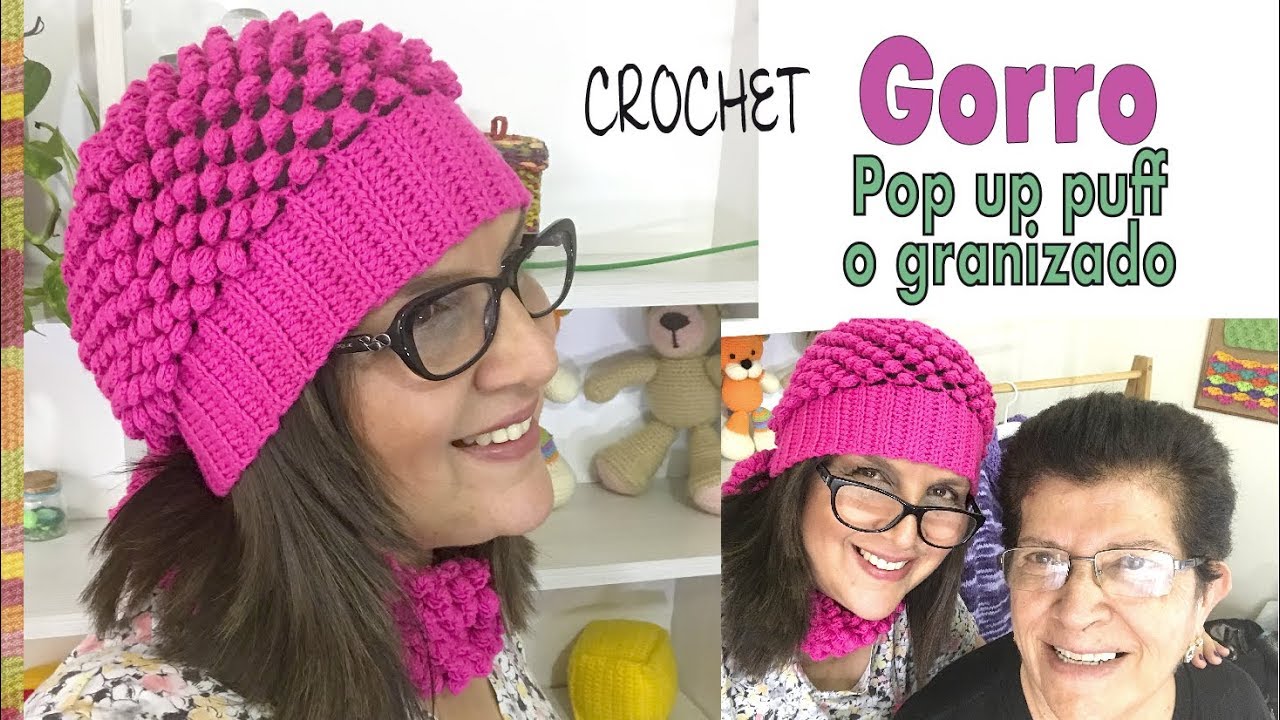 Gorro en punto Pop Up Puff o granizado tejido a crochet (3 tallas) / Tejiendo Perú