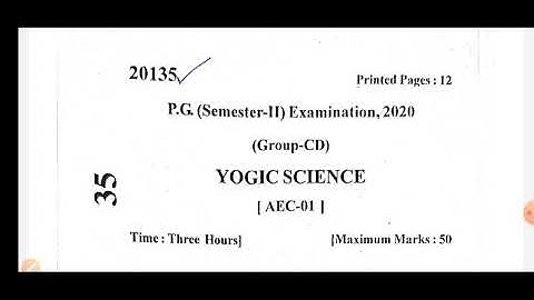 YOGIC SCIENCE, AEC-01, PG Sem.-II (2018-20),Question paper, Group-CD, BRABU, MUZ.@Self Made Tutorial