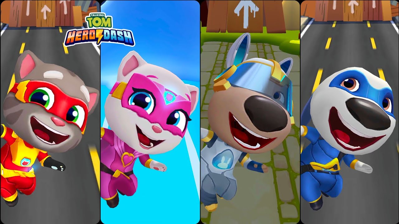 Talking Tom Hero Dash Super Tom Vs Super Angela Vs Rabbit Ben Vs Super ...
