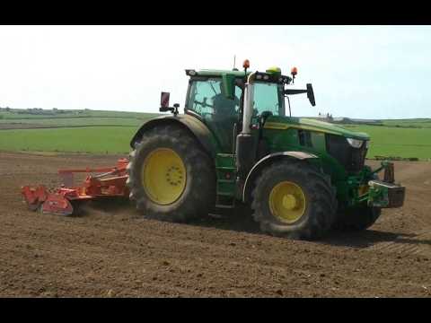 John Deere Harrowing for Maize on Anglesey