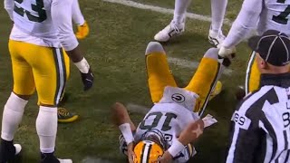 Jordan Love Concussion vs Bears After Helmet to Helmet Hit 😳 