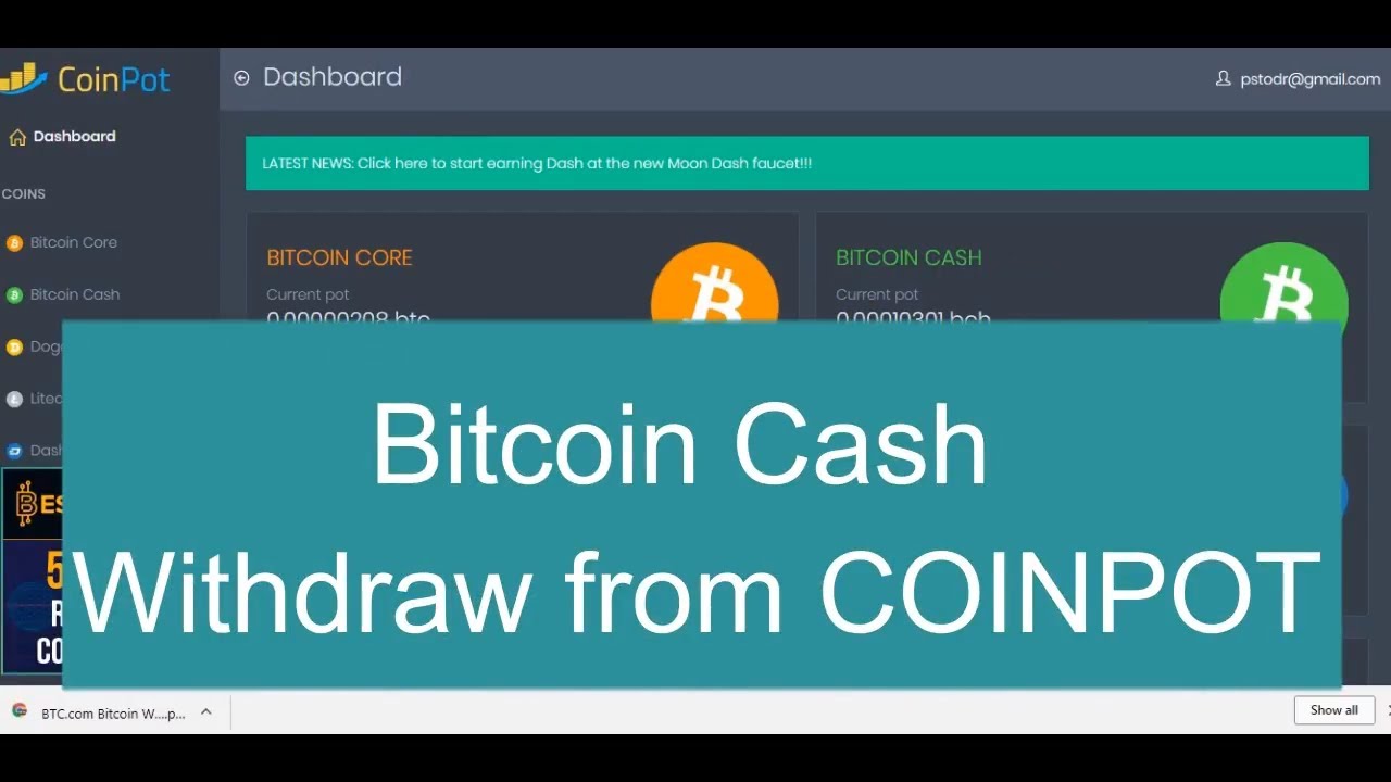 bitcoin cash faucet for coinpot