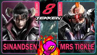 Tekken 8 Sinandsen (DEVIL JIN) VS Mrs Tickle (JACK-8)🥊 鉄拳8🥊4K 60ᶠᵖˢ🥊T8 🥊TK8🥊#tekken