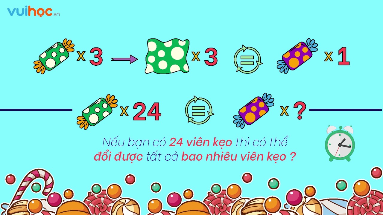 Đố vui toán học thpt | Đố vui Toán học kỳ 12: Bài toán đổi kẹo?