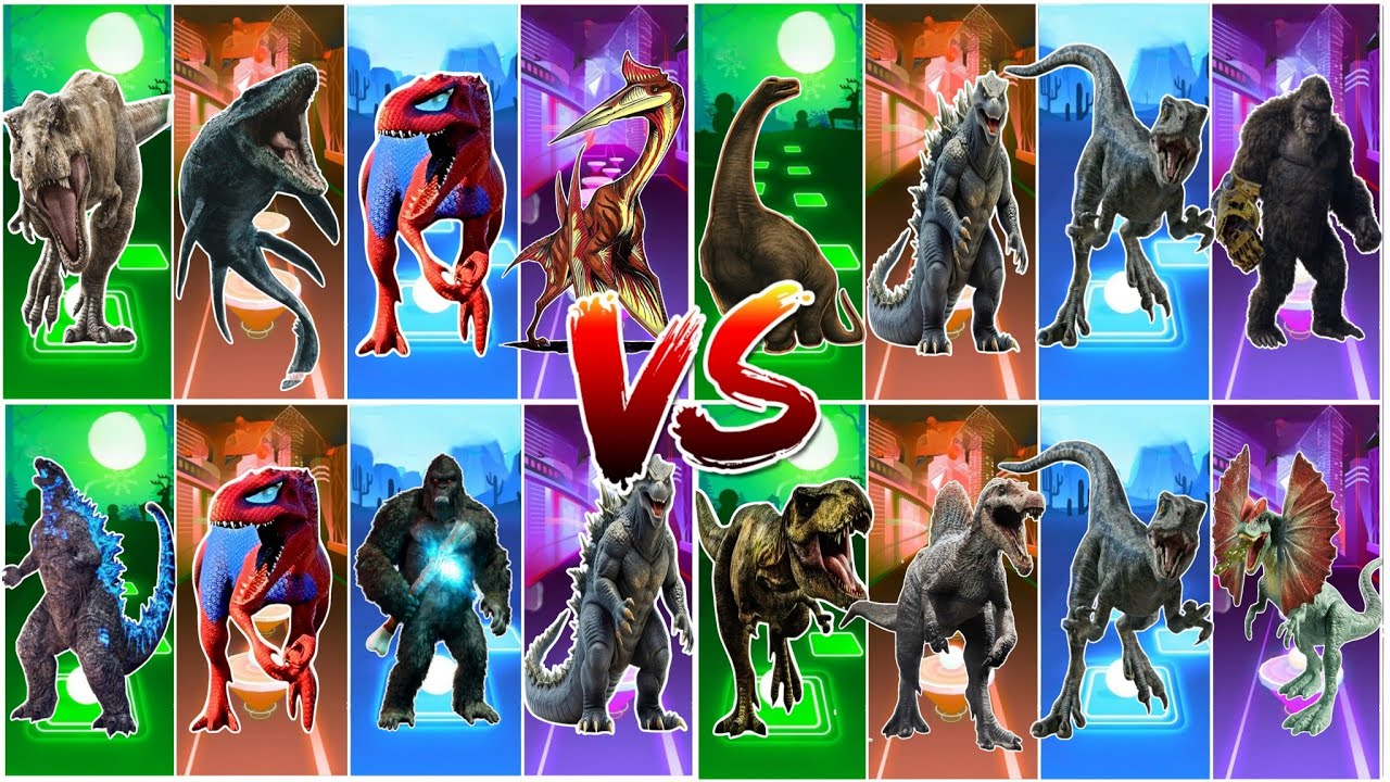 Годзилла 🐊 🆚 Мозазавр 🆚 Паук-рекс 🆚 Тираннозавр 🎶 Tiles Hop Edm Rush