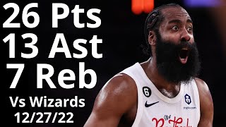 James Harden 26 Pts 13 Ast 7 Reb Vs Wizards Highlights
