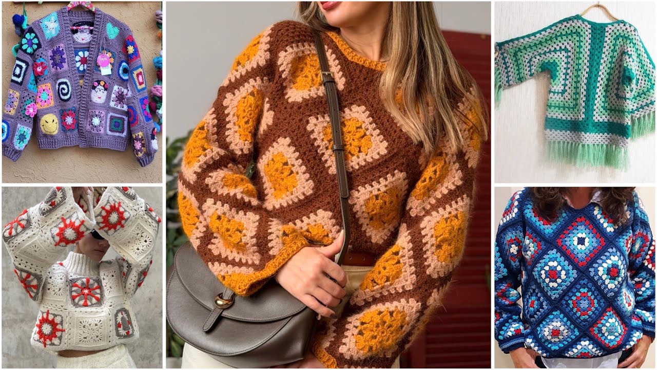 Великолепные узоры для вязания крючком крючком шерстяных свитеров и кардиганов.