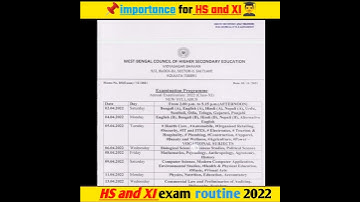 important for HS and XI.WBCHSE.West Bengal.exam routine for hs and xi2022 #shorts #exam2022 #wbchse