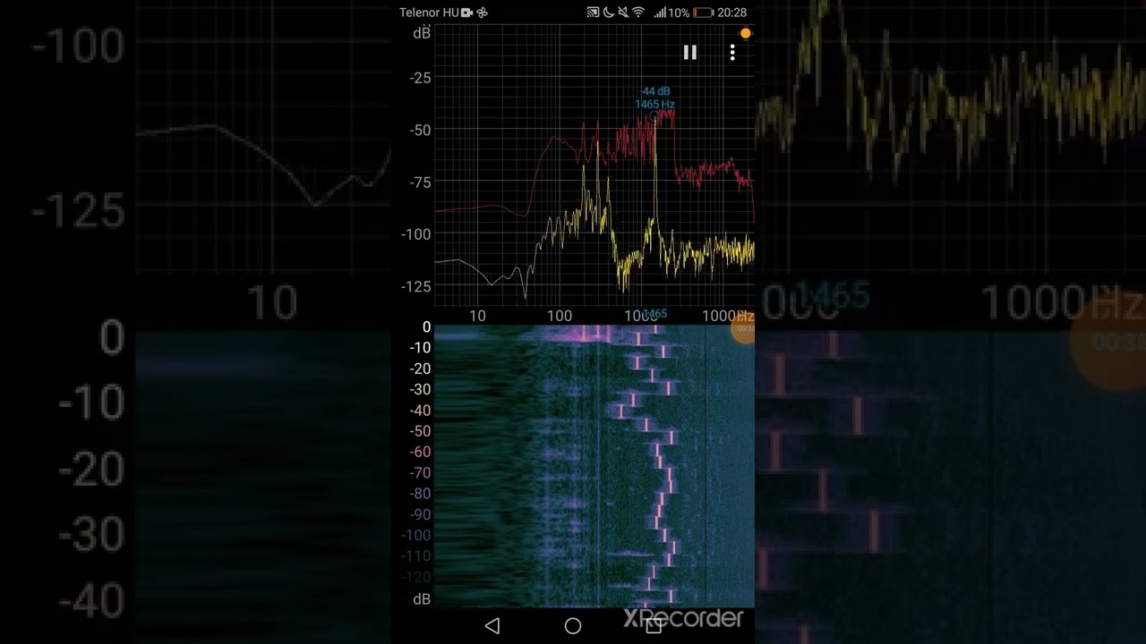 Playing with "webdriver torso" sound tones on Spectroid audio analyzer with 2x speed
